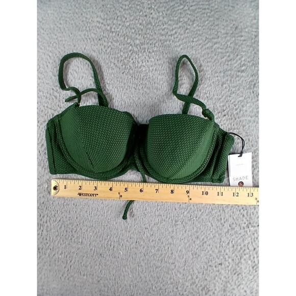 Shade & Shore Bikini Set Womens 32B Small Green Underwire Padded Pique NWT - Picture 4 of 9